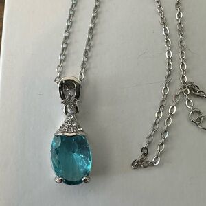 Silver and Blue Pendant Necklace